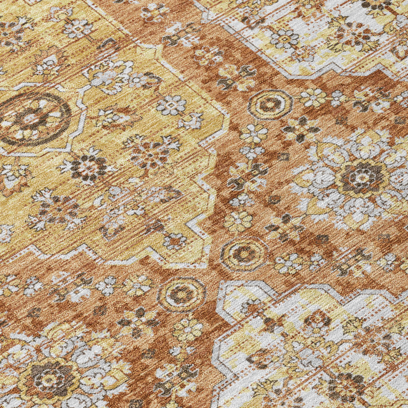 Machine Washable Indoor/Outdoor Chantille ACN2643 Damask Rug, 8' x 10', Copper