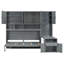 Lit escamotable simple simple avec placard, tiroirs et bureau - gris