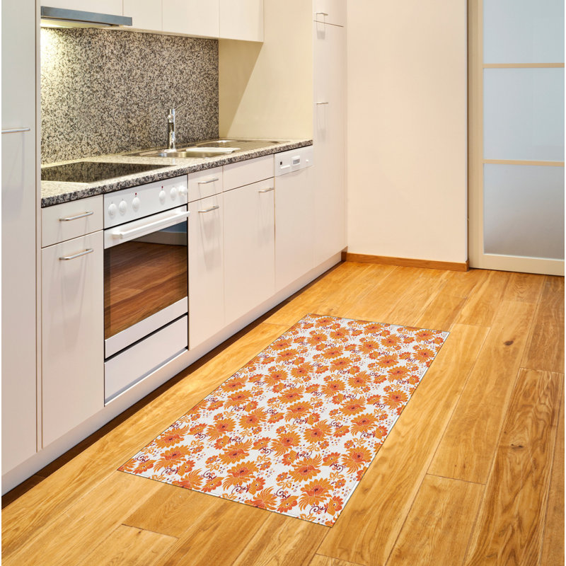 Orange High Density Long Fiber Poly Threads Decorative Area Rug Carpet, Rectangle 4' x 5'8"