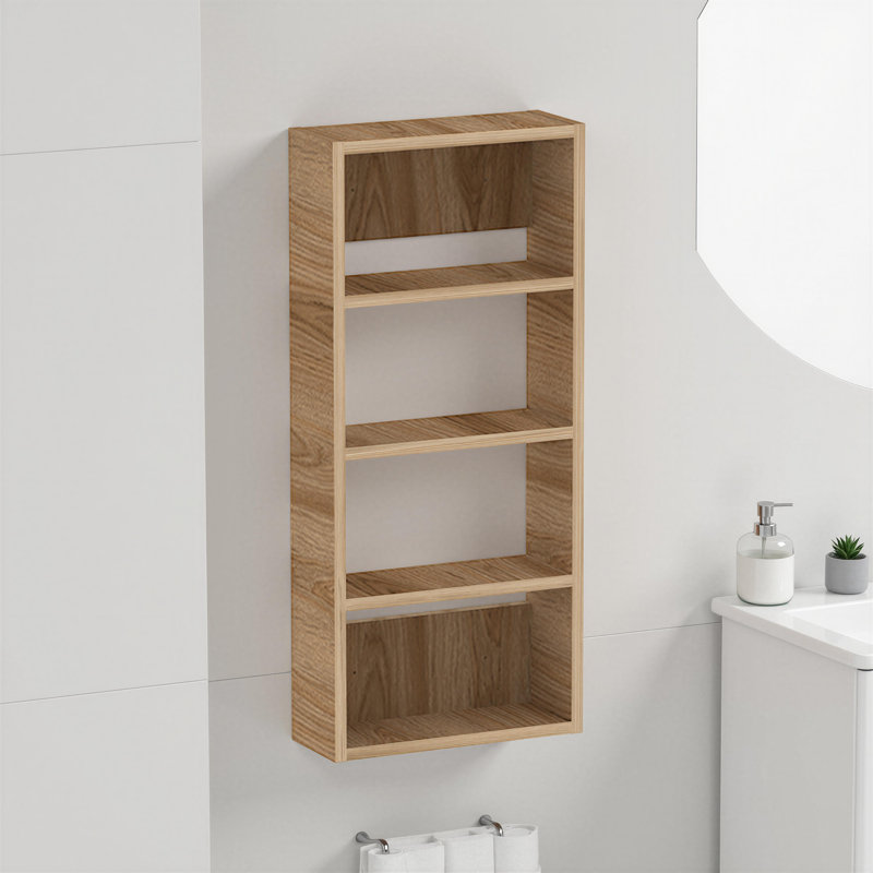 Rafina Wall Mounted Bathroom Cabinet, 4 Shelves, Brown