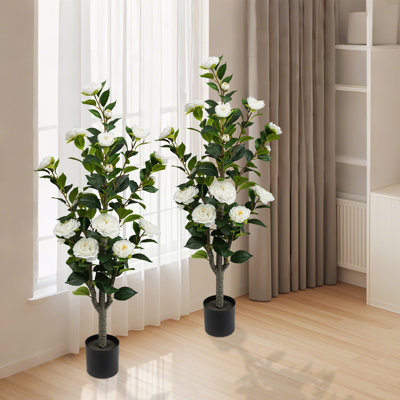 2 Pack 38.2" Artificial Tea Rose Tree