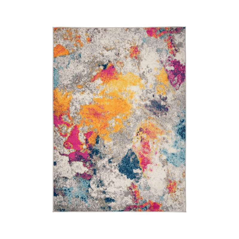 Multicolor Abstract Splash 5' x 7' Rug for Office Hallway
