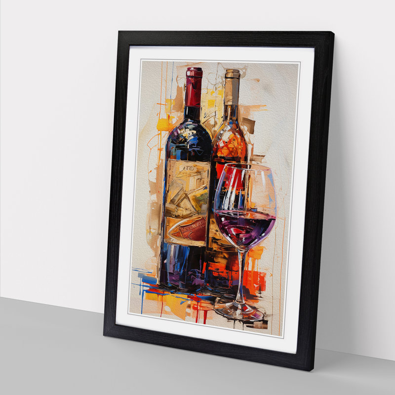 Wine Informel - Single Picture Frame Print on Wood, 34cm H x 25cm W x 2cm D, Black