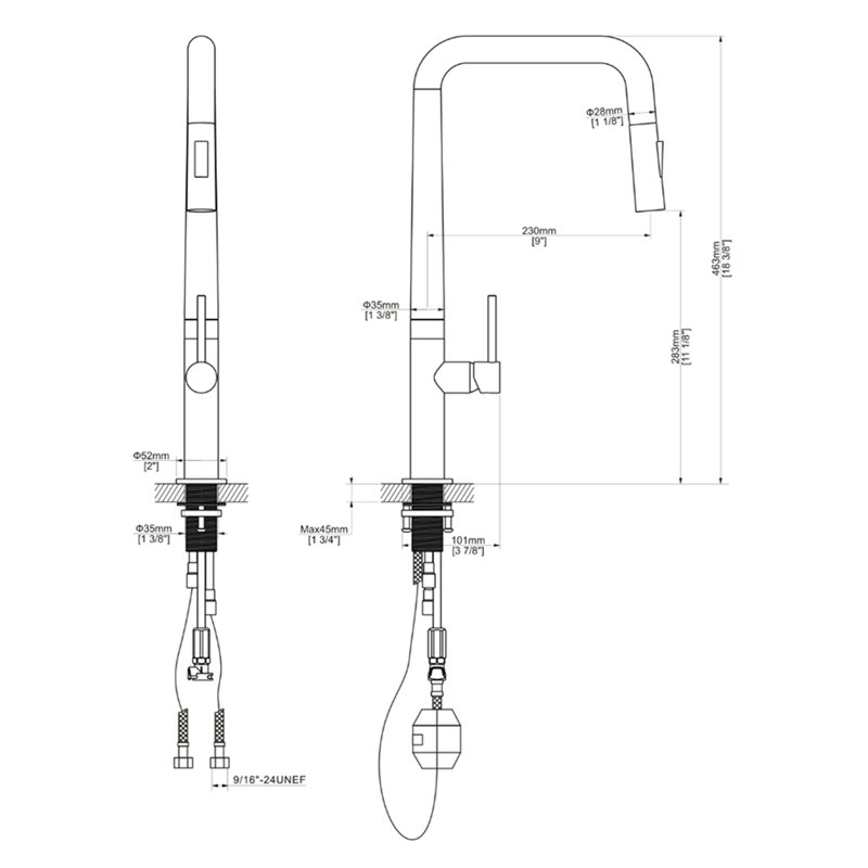 Pull Down Single Handle Kitchen Faucet, Brushed Nickel