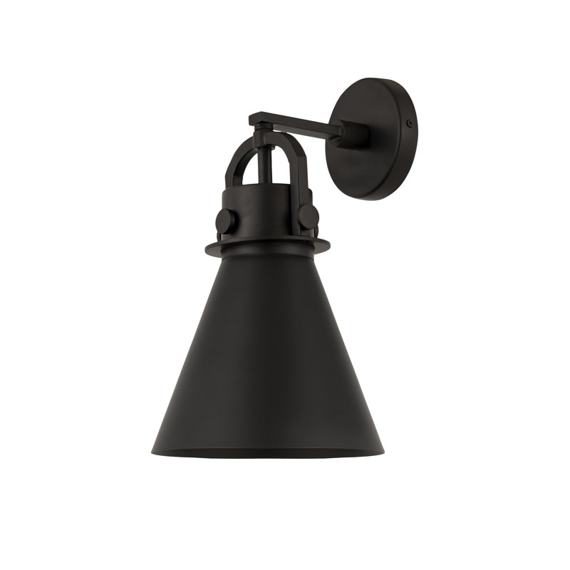 Acie Steel Armed Sconce, Matte Black, Matte Black
