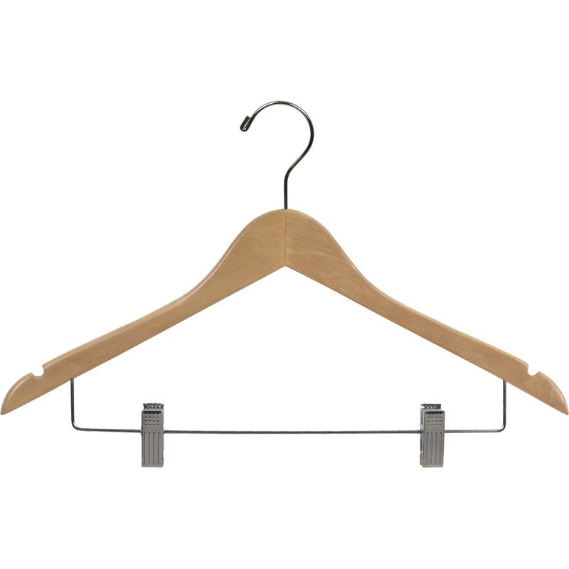 Combo cintre en bois pour jupe / pantalons, Neutre / chrome