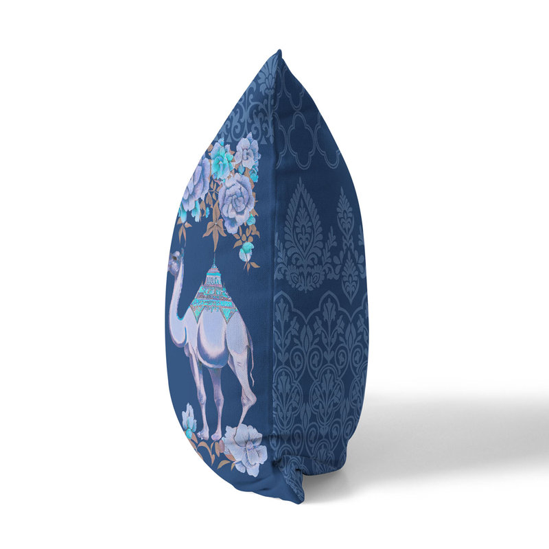 Arabian Traveler Blue Faux Suede 16'' Square Throw Pillow