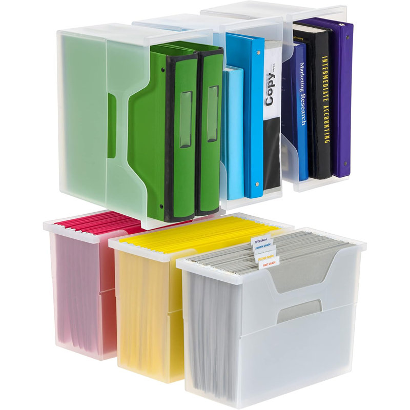 Medium Portable Desktop File Box with Open Lid, 6 Pack