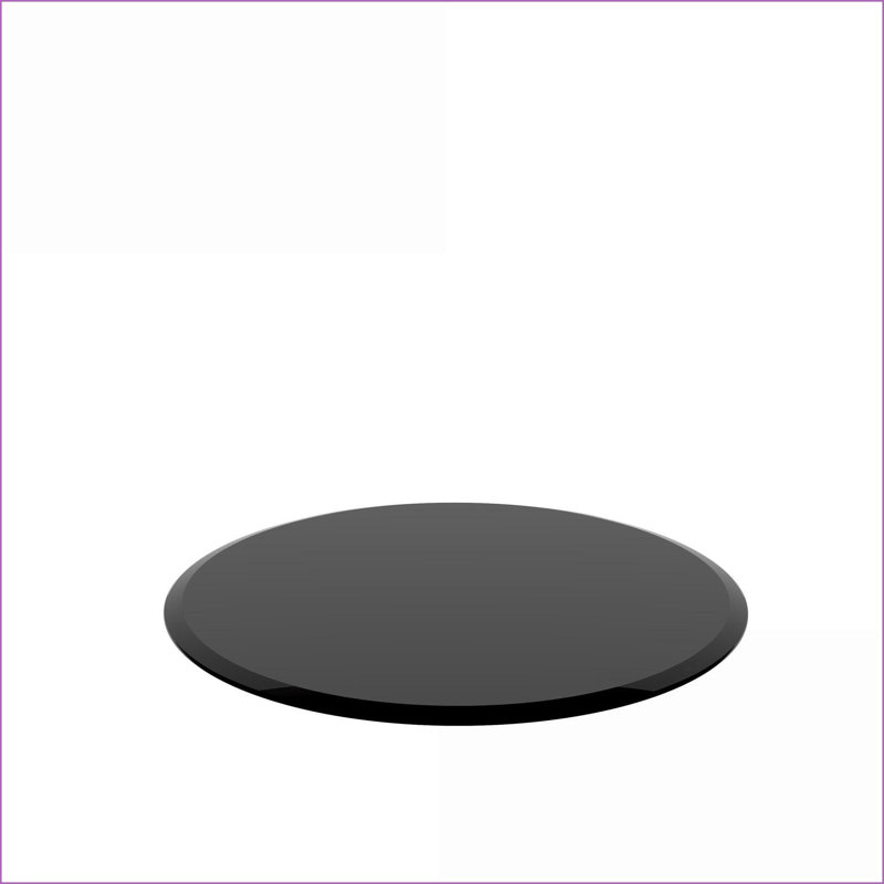 Table basse 38,6 po ronde en verre trempé, rebord biseauté épais de 1/2 po, facile à nettoyer et amp; Durable, Noir