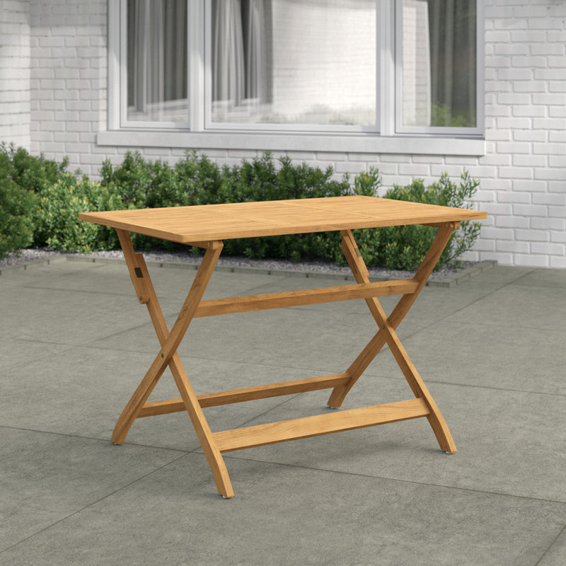 Amaure Rectangular Acacia Solid Wood Foldable Outdoor Dining Table , 43.5 " W 27.5 " D, Natural Stained