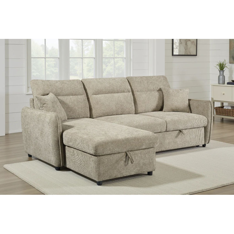 4 Seater Sofa Bed, Left Hand Facing, Beige