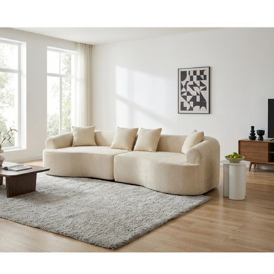 Canapé courbé désossé, canapé modulaire à compression de 110 po, haute densité, canapé-lit pour salon, salon, appartement, chenille
