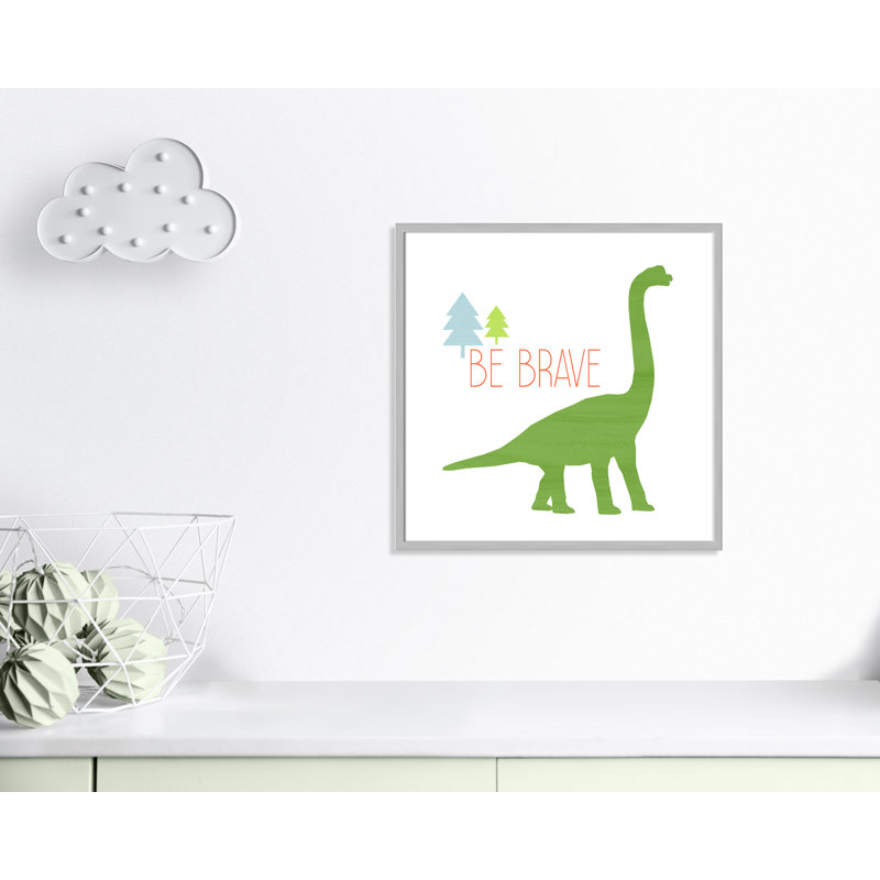 Dino Brave 1 ', art encadré, 26.5" H x 26.5" W x 1.18" D, Encadré de boîte argent
