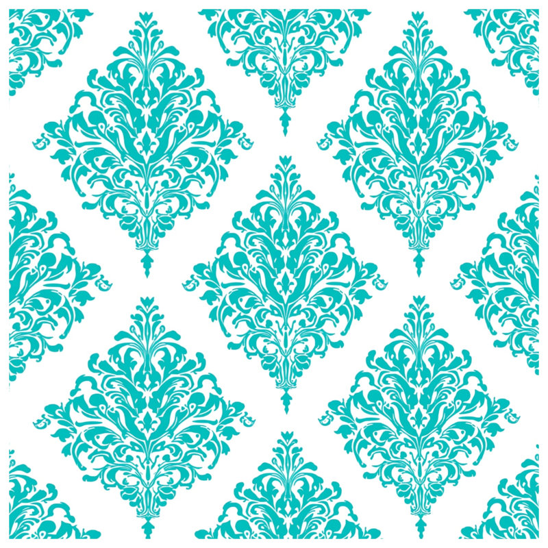 Turquoise Damask Pattern Blankets, 50in W x 60in H
