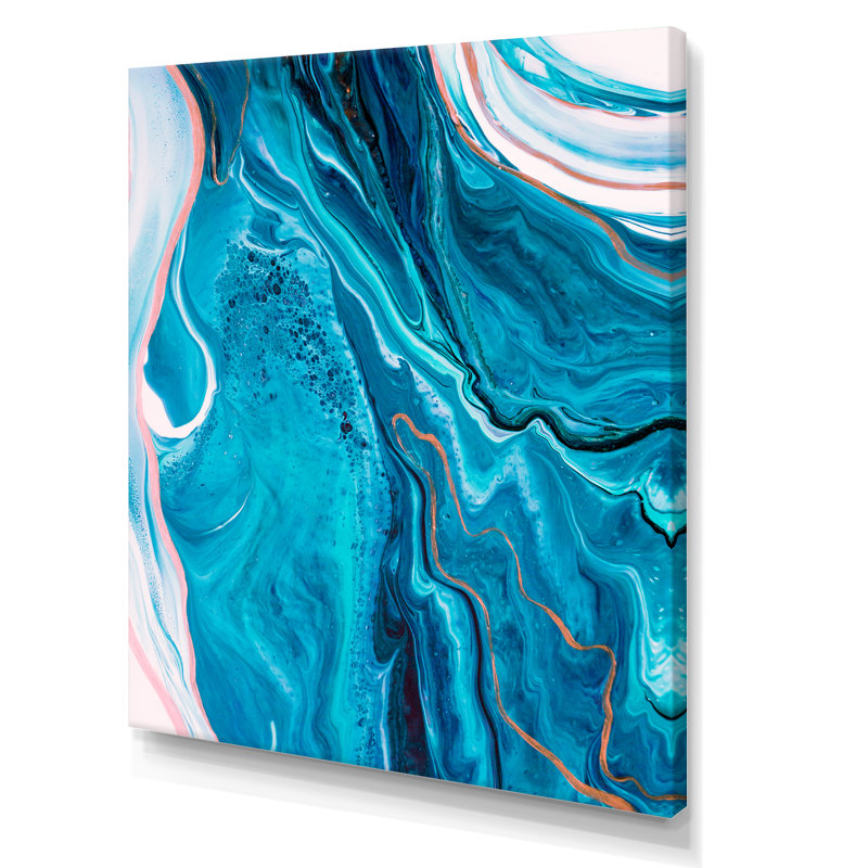 Décoration murale en toile Luxury Luxury Turquoise Marble River V, H 12 po x l 20 po x P 1 po, Toile tendue