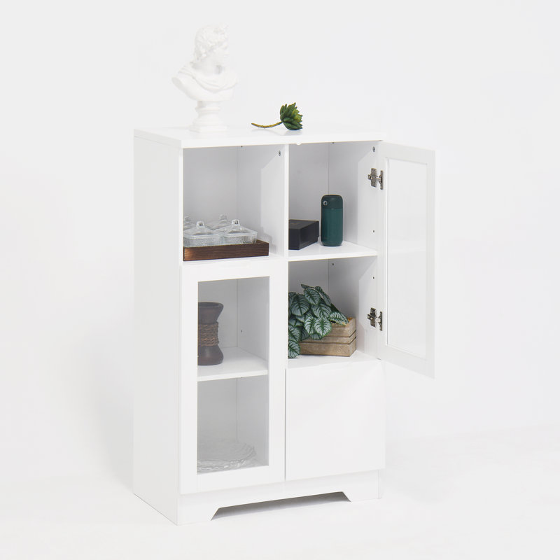 Armoire peinte en panneau de fibres à densité moyenne avec portes et tiroir en verre