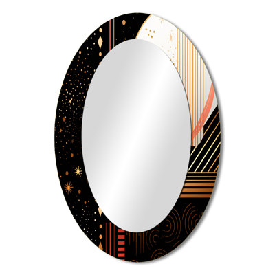 Golden Geometric Glam Full Moon - Gold Oval Wall Mirror Decor