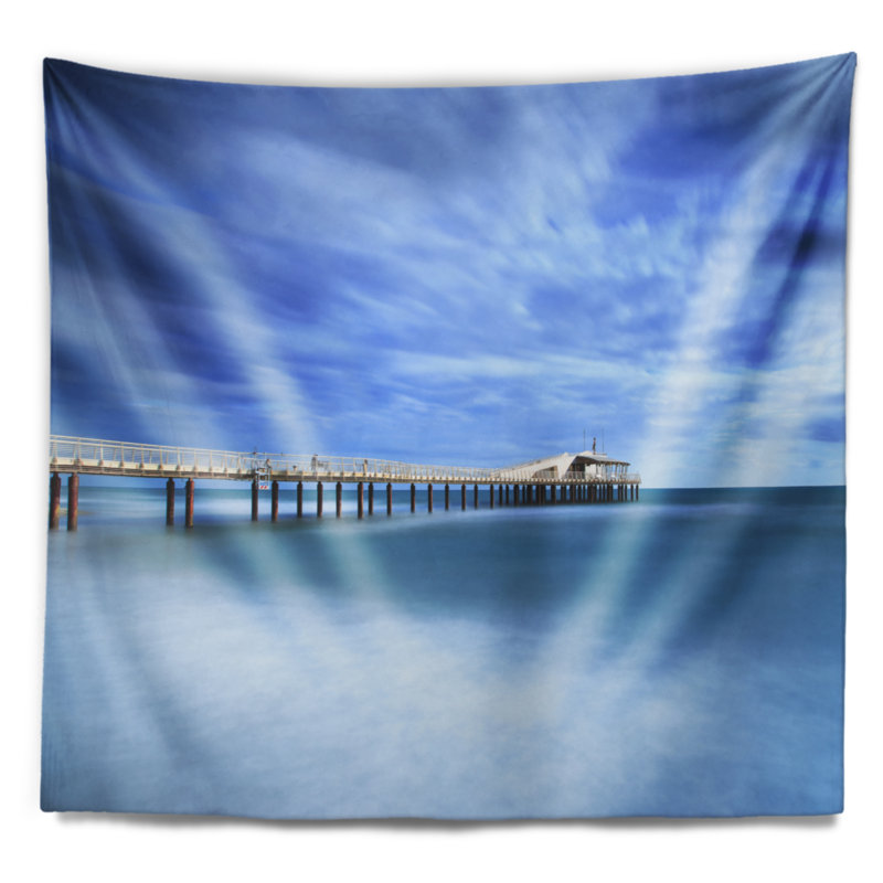 Tapisserie «Seascape Pier Infinite to Blue Sea», H 50 po x l 60 po