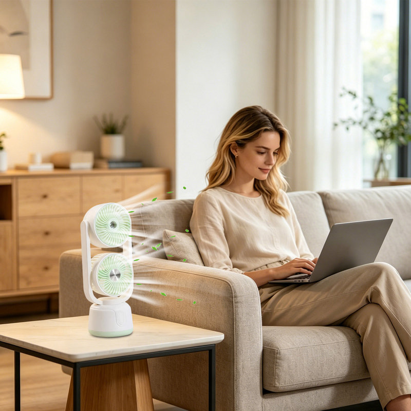 Mini ventilateur d'extérieur portable à angle réglable avec 3 vitesses de vent USB, Green