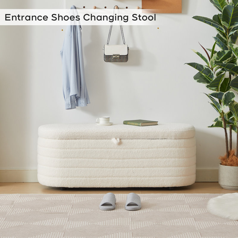Skandar 45" Storage Ottoman Bench for End of Bed, White
