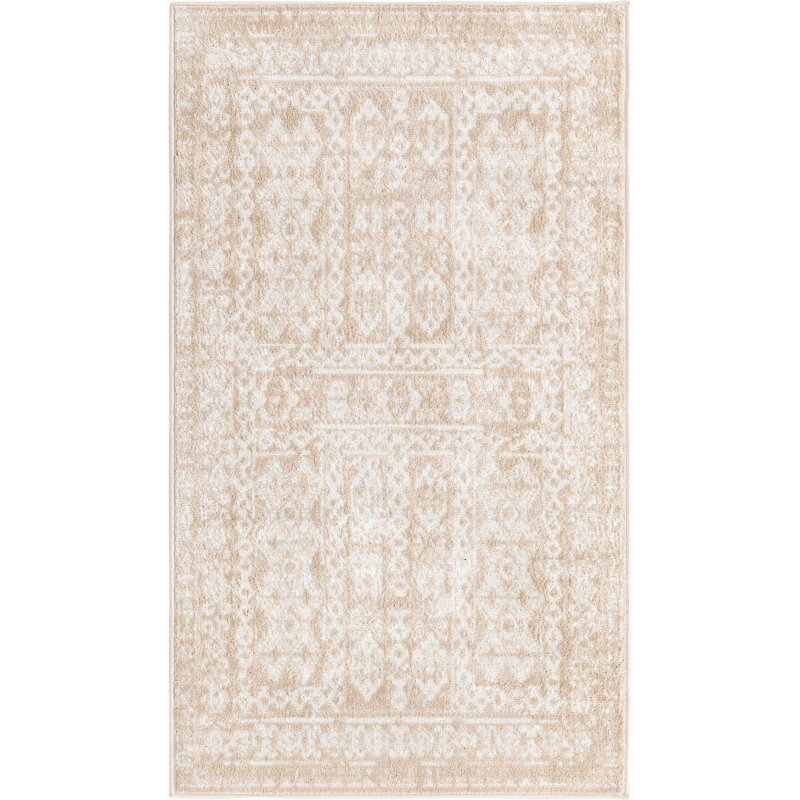 Tapis beige contemporain Micsunel, Rectangle 3 pi x 5 pi 3 po