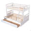 Lit simple superposé au dessus d'un lit double avec rangement-130125448