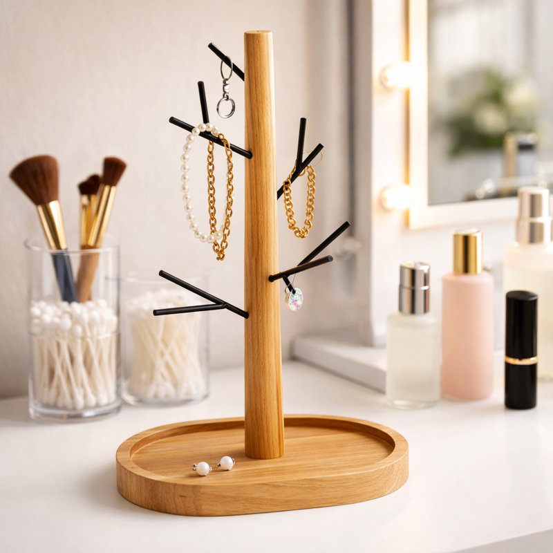 Support à bijoux en bois d'acacia