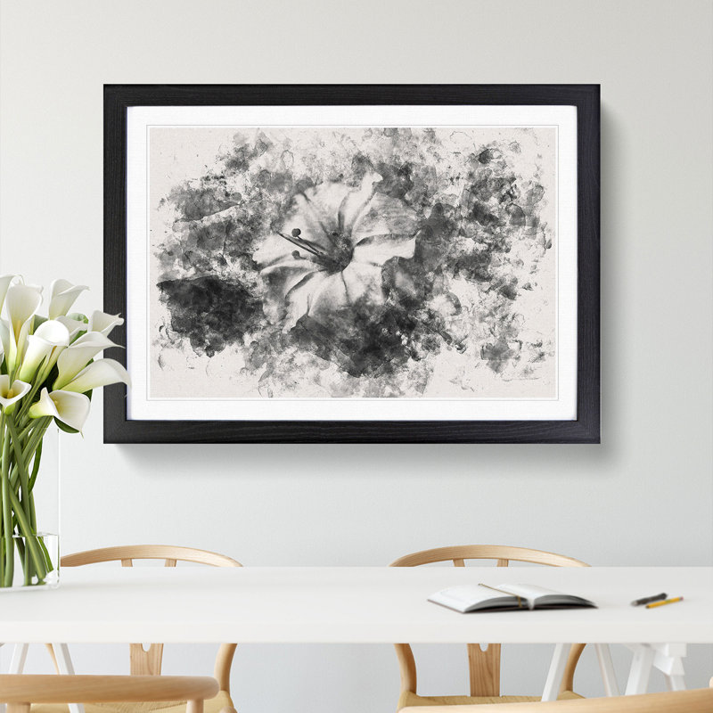 Geranium Flower - Picture Frame Painting Print, 62cm H x 87cm W x 2cm D, Black Framed