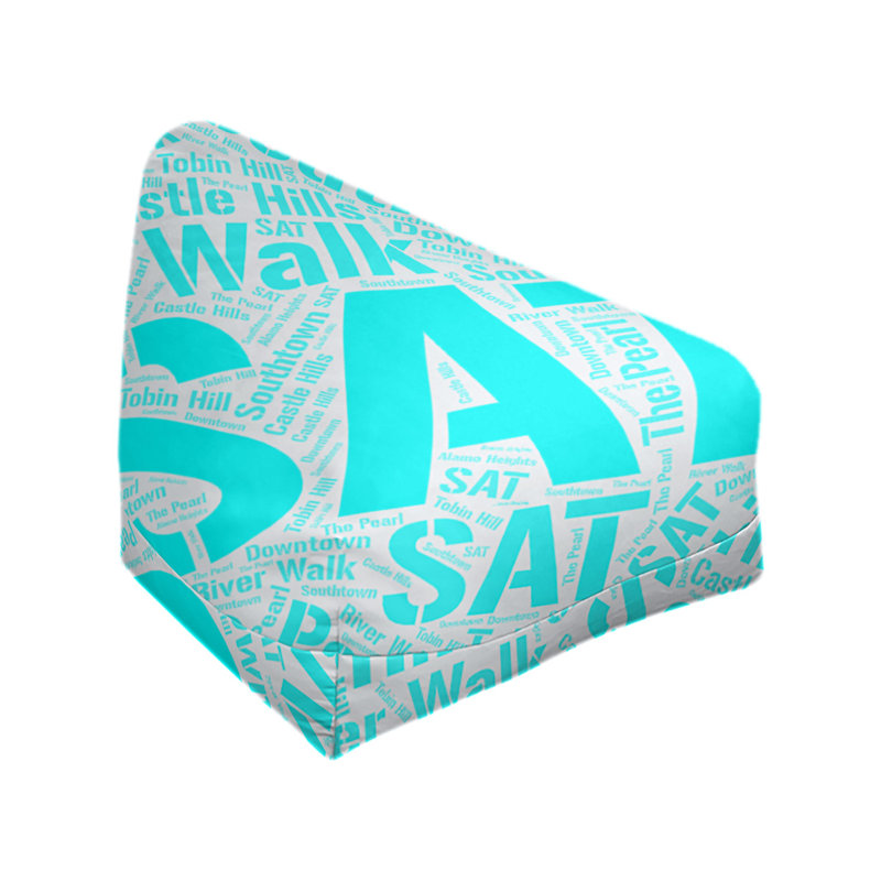Classic Bean Bag, 42" H x 38" W x 29" D, San Antonio, Cyan Polyester Blend