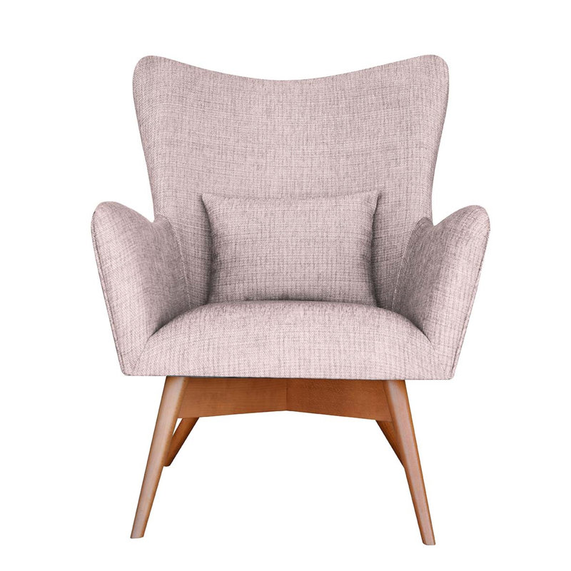 Wesley Upholstered Wingback Chair, Pink