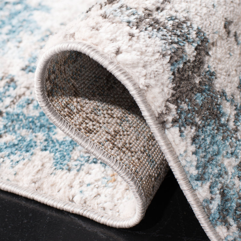 Tapis ivoire / bleu marine Mesa, Carré 6 pi 7 po