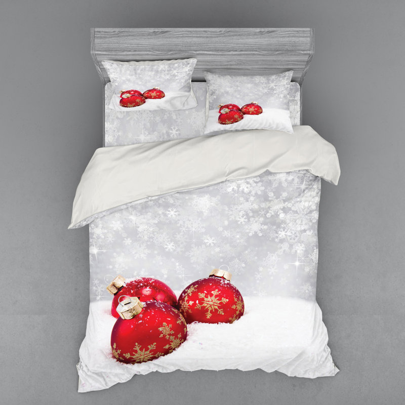Ensemble de housse de couette moderne et contemporaine en microfibre rouge / blanc