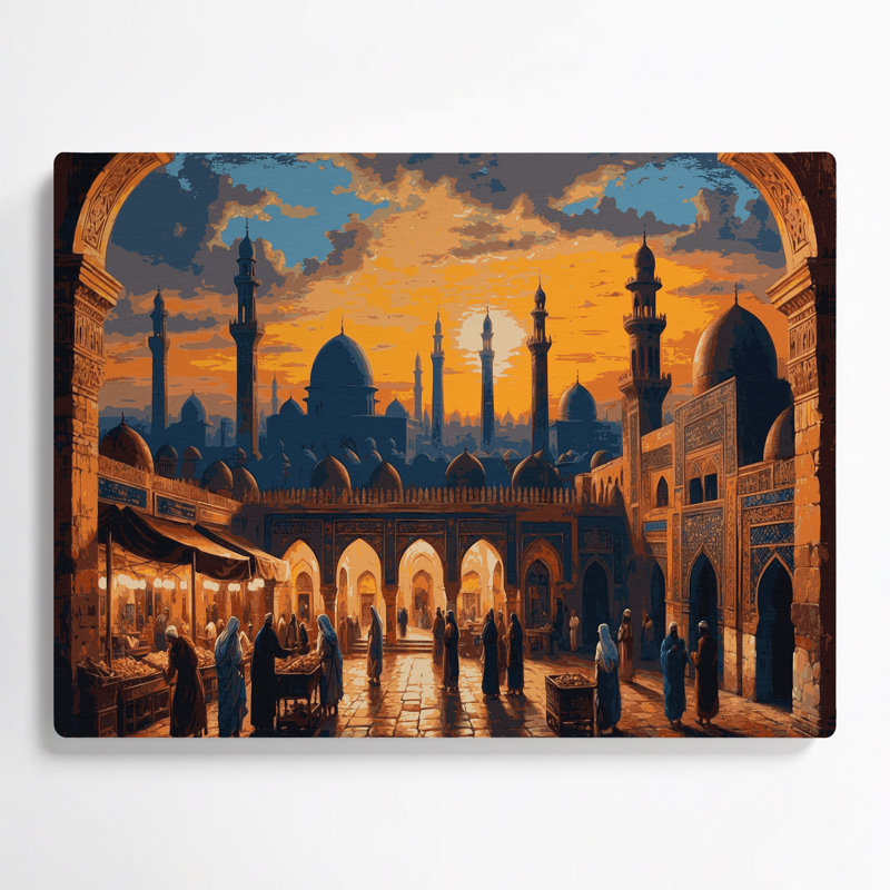 Art mural mauve, cités, cités, Égypte, H 11 po x l 14 po