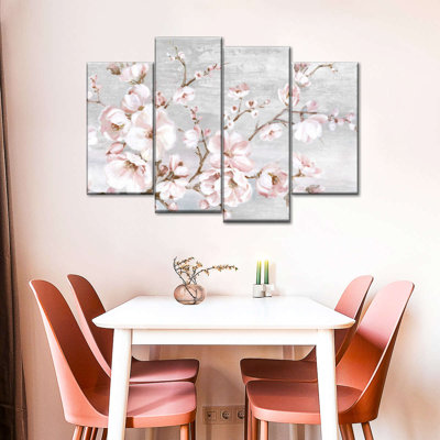 Printemps, fleurs de cerisier sur toile, ensemble de 4 pièces