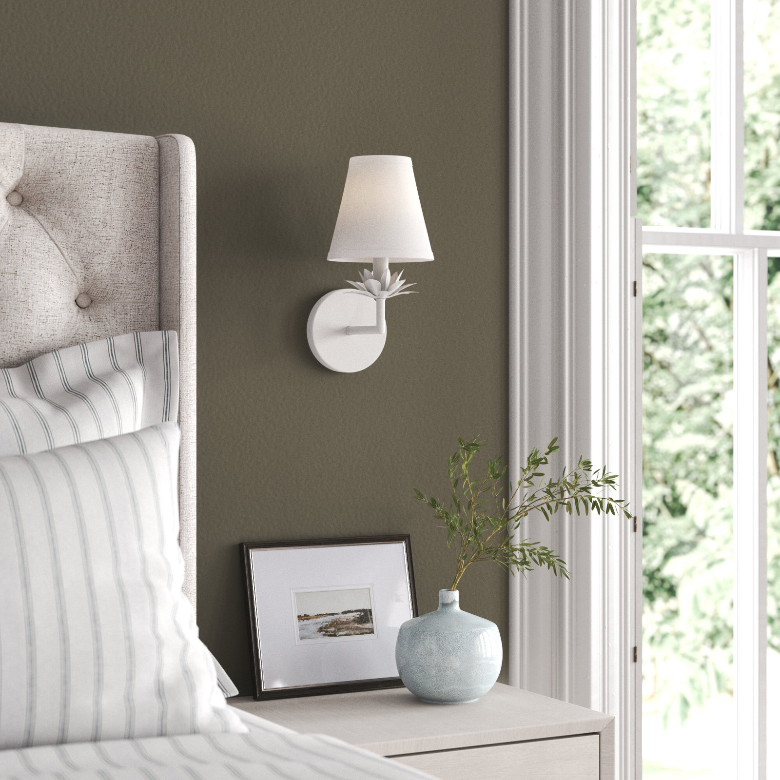Idalia 1-Light Dimmable Armed Sconce , White