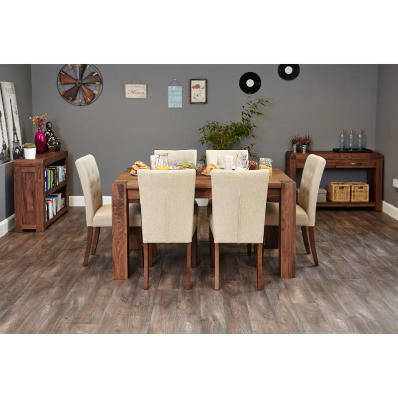 Angeliq Walnut Solid Wood Dining Table, Brown, 80 x 150 x 90 cm