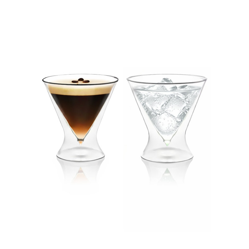 Double-Walled Stemless Martini Glasses 8oz