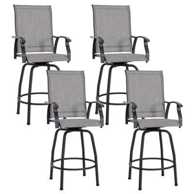 Eeshan Patio Swivel Bar Stools Outdoor High Bistro Stools, All-Weather PVC-coated polyester for Outside, Gray