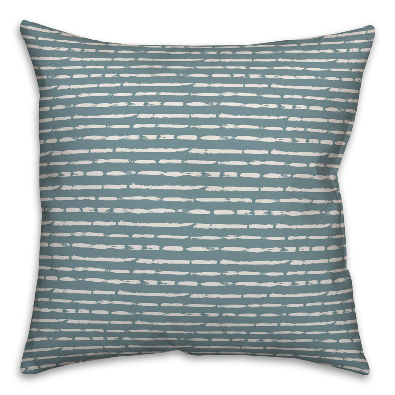 Geometric Throw Pillow, 18" x 18", Blue/White Striped 1