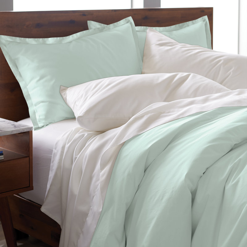 Ensemble de housse de couette 100% coton EJ Classic Premium, respirant, frais et frais, Menthe