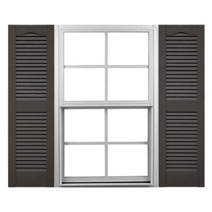 Mid-America Vinyl, Standard Size Cathedral Top Center Mullion, Open Louver Shutter, w/Installation Shutter-Lok's & Matching Screws (Per Pair)