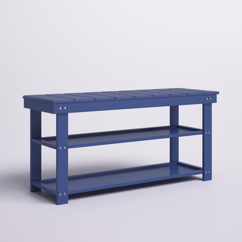 Banc de rangement pour chaussures Carrold, Bleu de cobalt