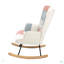Chaise berçante d'appoint, chaise berçante en tissu Mid-Century avec pieds en bois et lin patchwork pour le salon