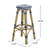 Outdoor PE Ratten And Aluminum 29.5" French Backless Barstools, Set Of 2, Navy Blue, Bamboo Print Finish-86062290