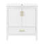 Meuble-lavabo cannelé élégant 30 po avec lavabo en céramique, boîte simple, pieds en bois massif, portes et tiroir à fermeture en douceur, tablette de porte, blanc, meubles-lavabos, meubles-lavabos