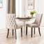 Chaises de salle à manger rembourrées beiges (de 2). Pieds en bois massif. Dossier haut confortable. Coussin de siège en mousse. Chevilles réglables. Paire de chaises Sw8809bg. Soutien du dos.-1580483630-1580483628