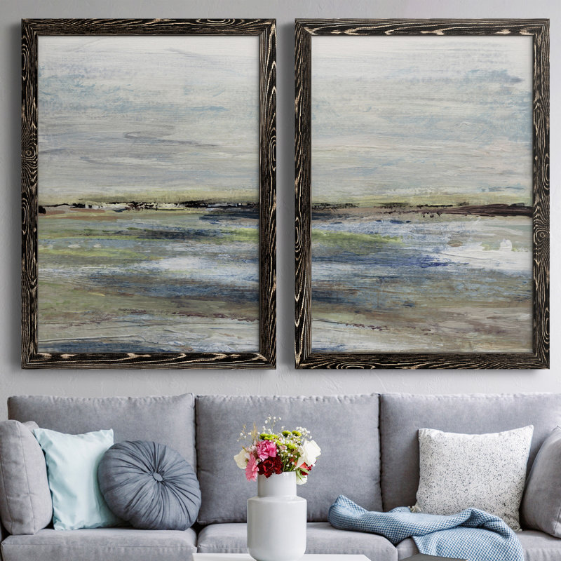 Wetlands I - ensemble de 2 peintures sur toile encadrées, H 20 po x l 34 po x P 1,5 po, Noir
