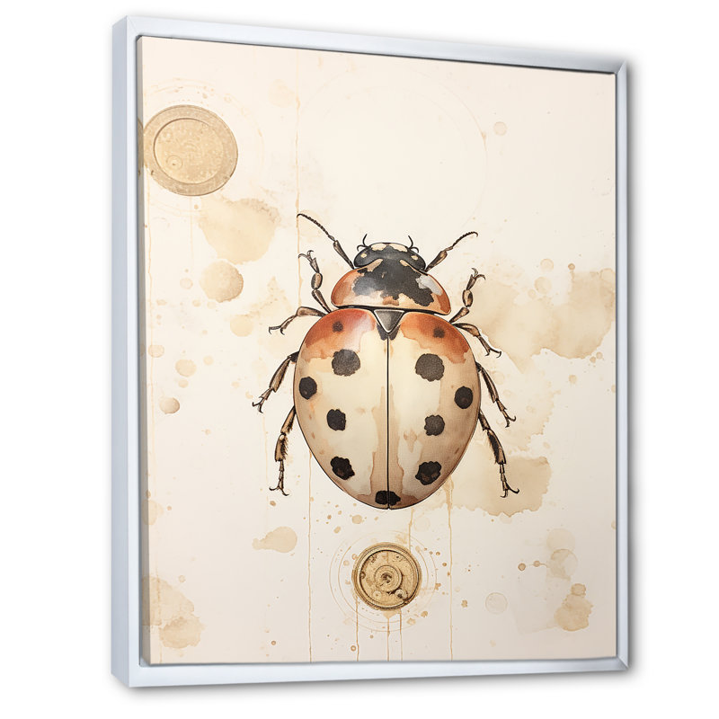 Coccinelle minimalisme doré rétro III, H 20 po x l 12 po x P 1 po, Cadre flottant blanc