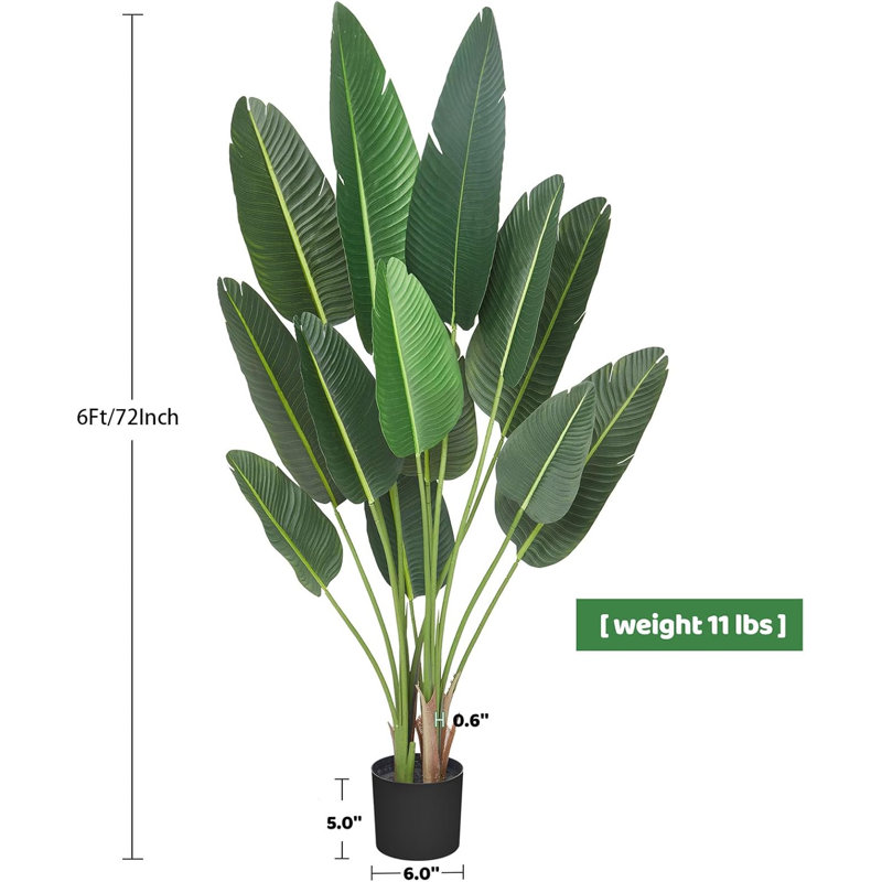 Oiseau de paradis, plante artificielle, H 72 po x l 6 po x P 6 po