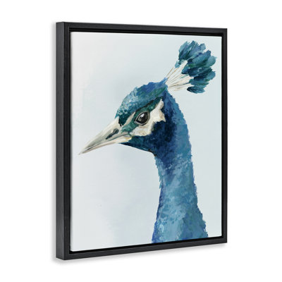Cadre flottant à motif de paon Vivid Plumage, design par Hannah Dawson